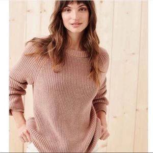 Jenni Kayne Cotton Fisherman Sweater in Rose Size XS